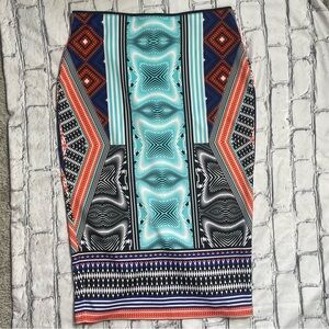 Bohemian Print Pencil Skirt